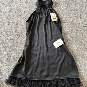 NWT Bohme Halter Mini Dress - Satin & Feathers